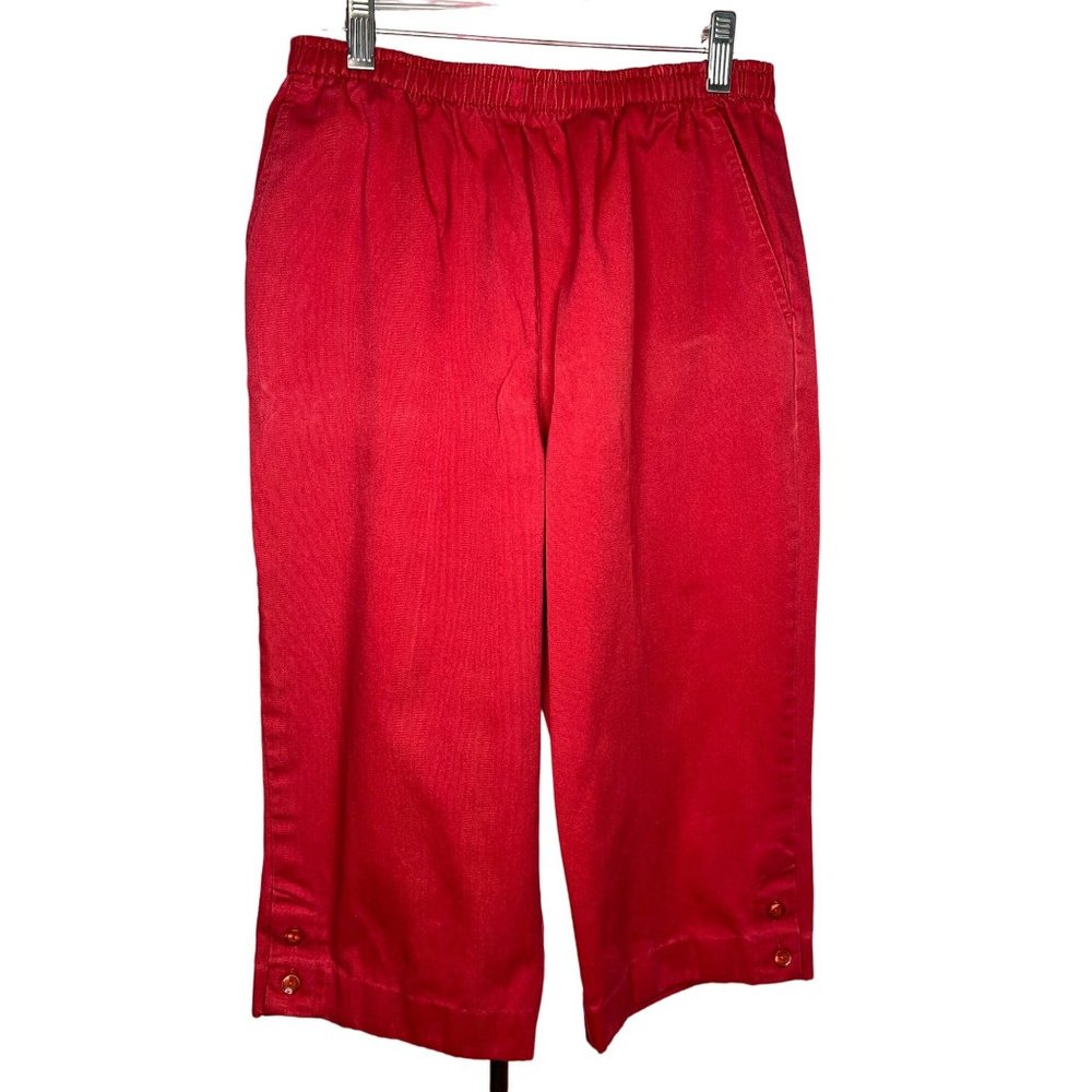 Draper's & Damon Petites Women's Capris Size 4P Red Elastic Waist 2 Side Pockets